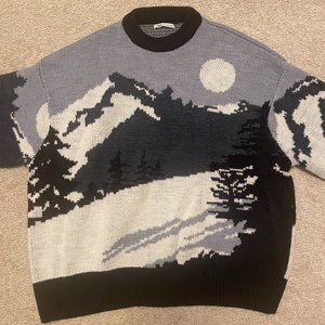 Zara Oversized Knit Sweater - Snowy Mountains (Small)